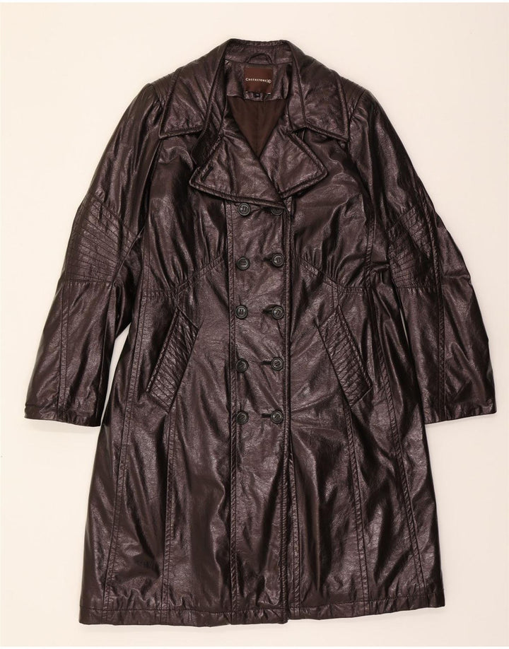 VINTAGE Womens Double Breasted Coat IT 46 Large Brown Polyester Vintage Vintage and Second-Hand Vintage from Messina Hembry 