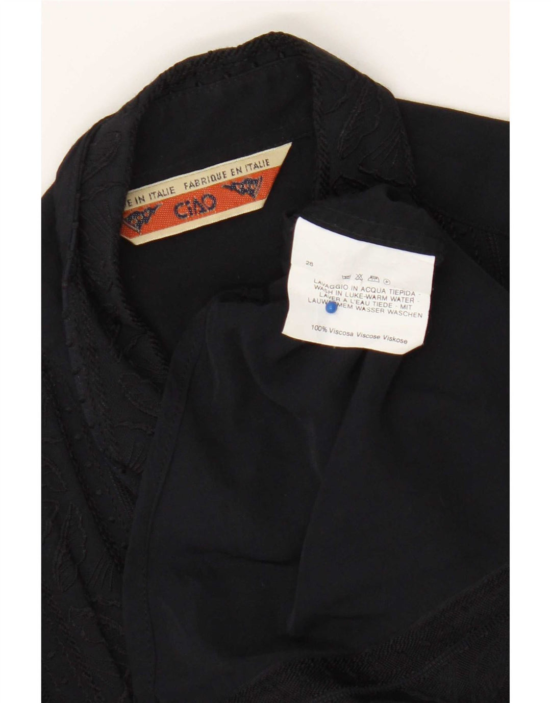 Ciao Mens Shirt Medium Navy Blue Geometric Viscose