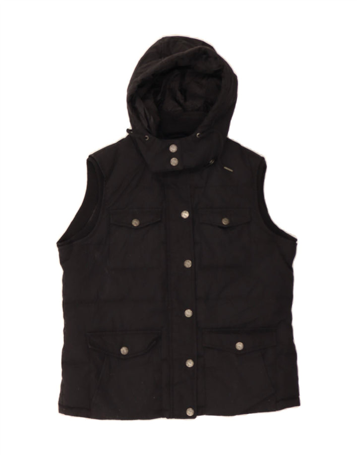 FAT FACE Womens Hooded Padded Gilet UK 12 Medium Black Polyester Vintage Fat Face and Second-Hand Fat Face from Messina Hembry 