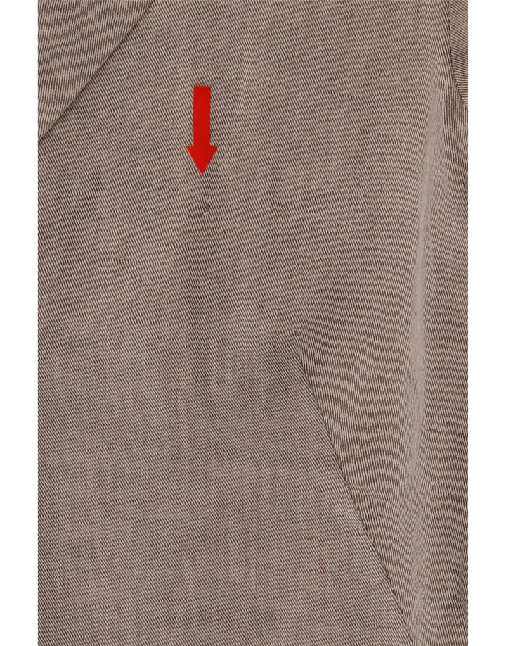 Zara Womens Open Crop Blazer Jacket UK 12 Medium Grey Cotton