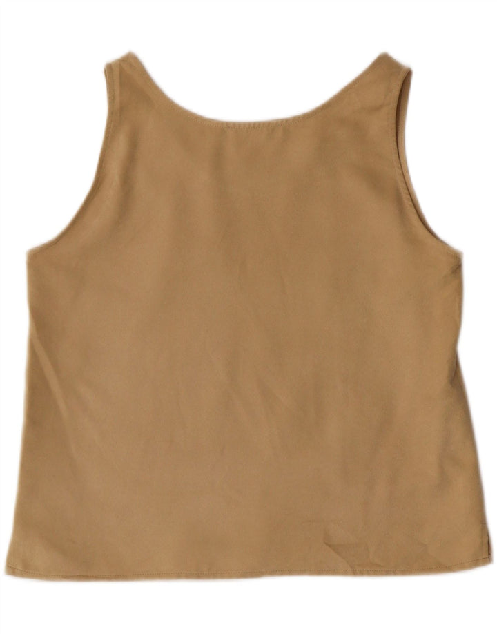 VINTAGE Womens Crop Sleeveless Blouse Top UK 14 Medium Beige Polyester Vintage Vintage and Second-Hand Vintage from Messina Hembry 