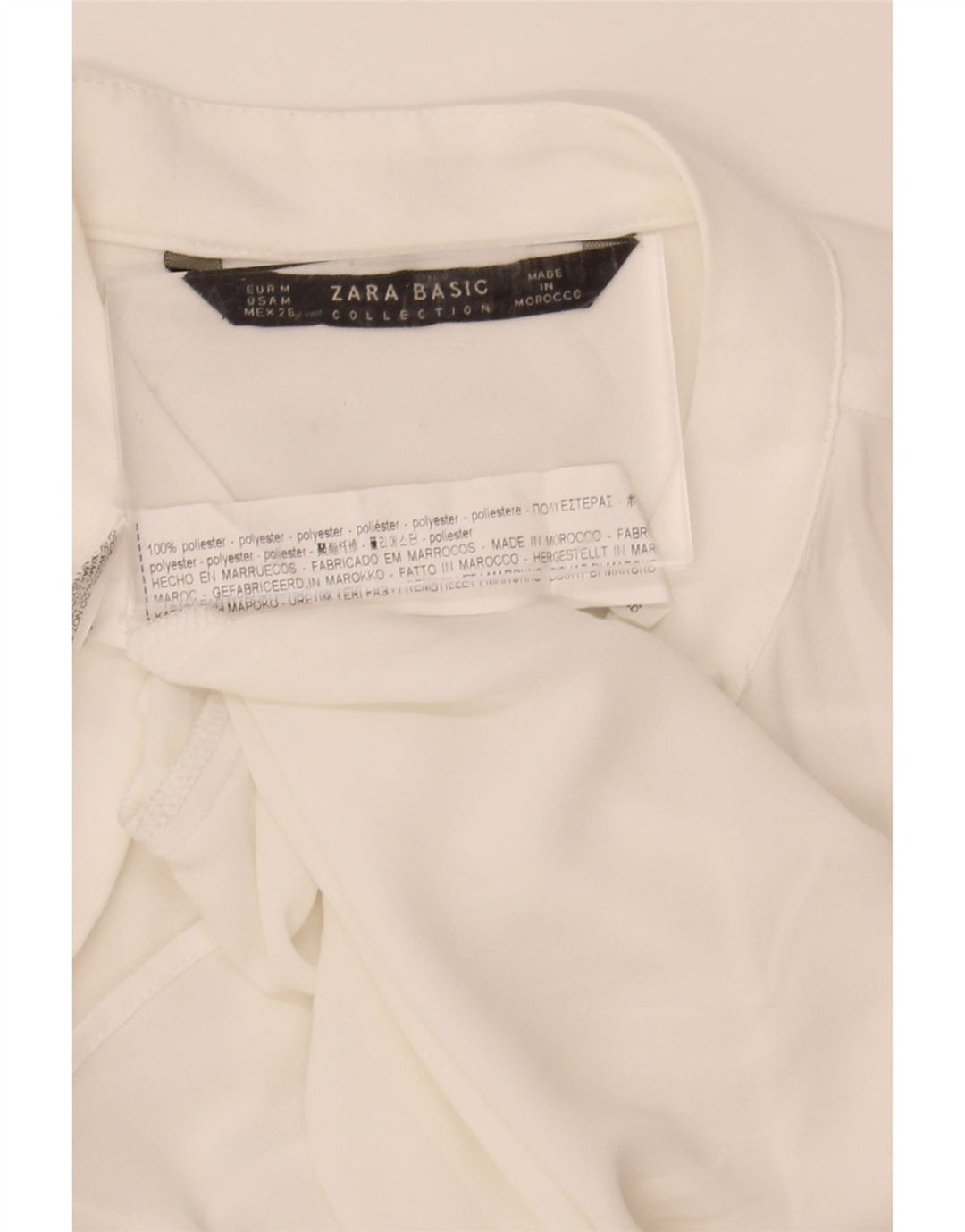 ZARA Womens Long Sleeve Blouse Top UK 14 Medium White Polyester Vintage Zara and Second-Hand Zara from Messina Hembry 