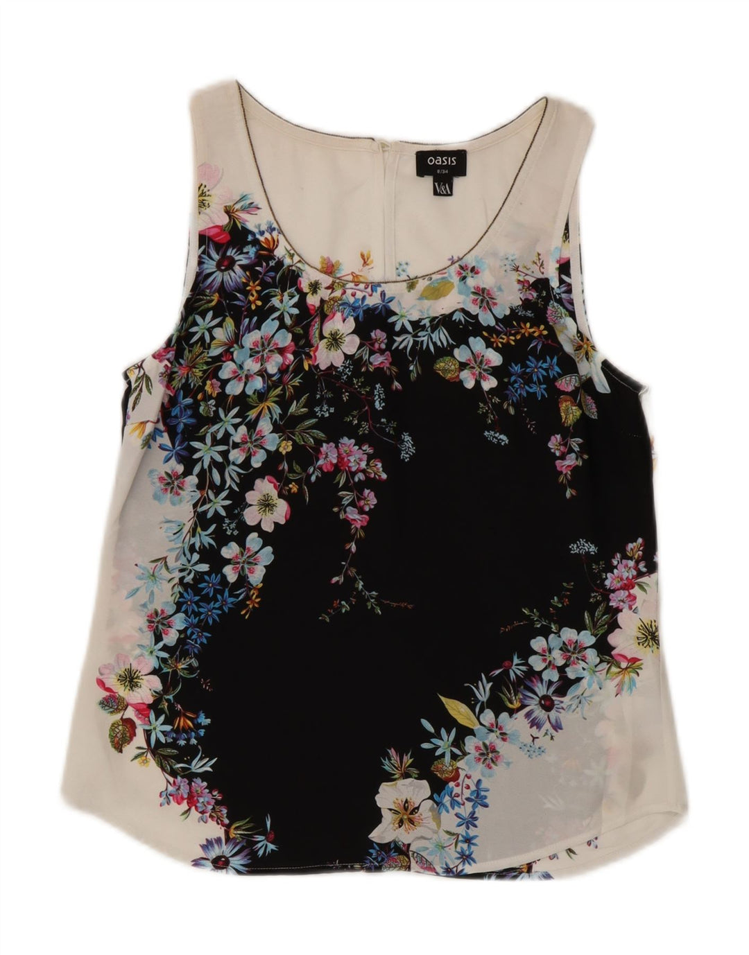 Oasis Womens Sleeveless Blouse Top UK 8 Small White Floral Polyester