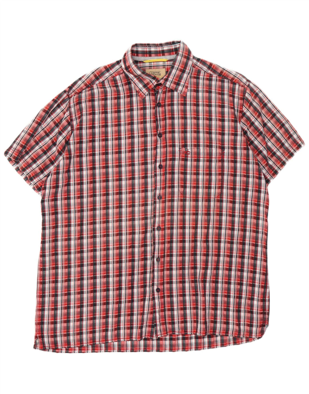 CAMEL ACTIVE Mens Short Sleeve Shirt XL Red Check Cotton