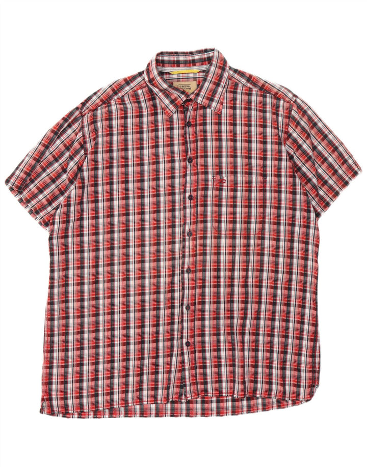 CAMEL ACTIVE Mens Short Sleeve Shirt XL Red Check Cotton