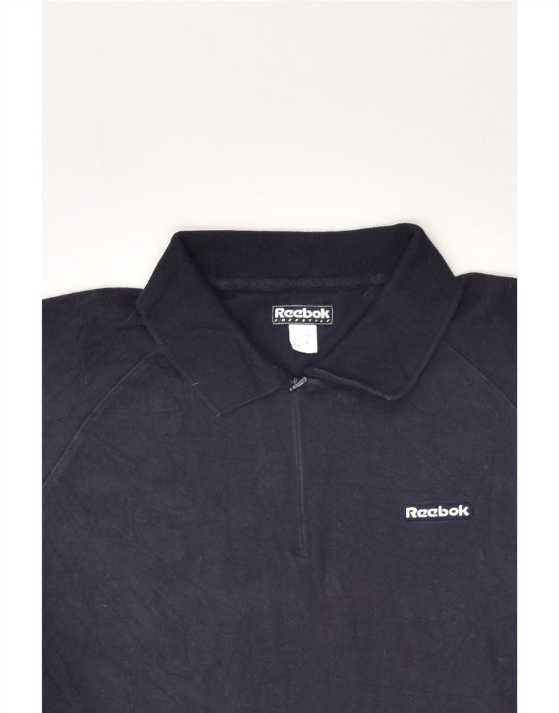 REEBOK Womens Polo Shirt UK 14 Medium Navy Blue Cotton | Vintage Reebok | Thrift | Second-Hand Reebok | Used Clothing | Messina Hembry 