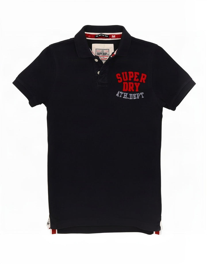 Superdry Mens Graphic Rugby Polo Shirt Medium Navy Blue Cotton