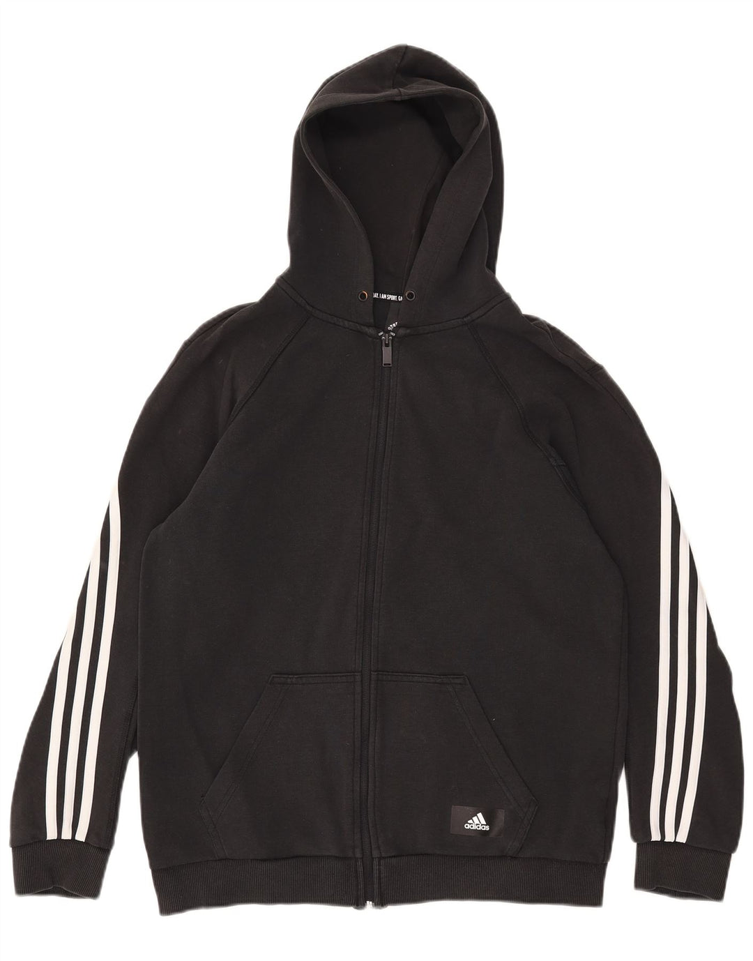 Adidas Mens Zip Hoodie Sweater Medium Black Cotton