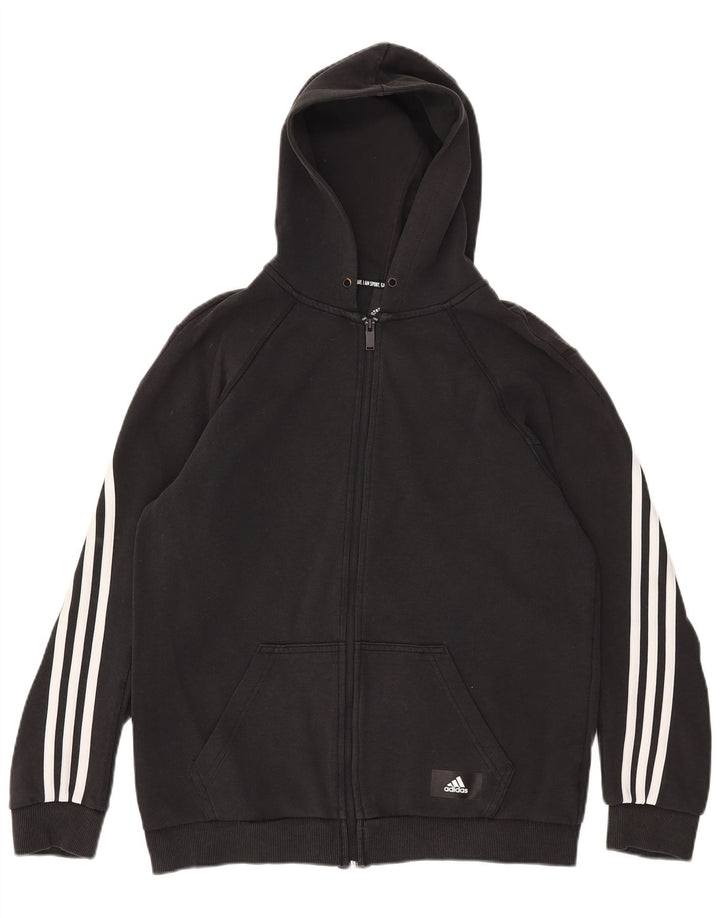 Adidas Mens Zip Hoodie Sweater Medium Black Cotton