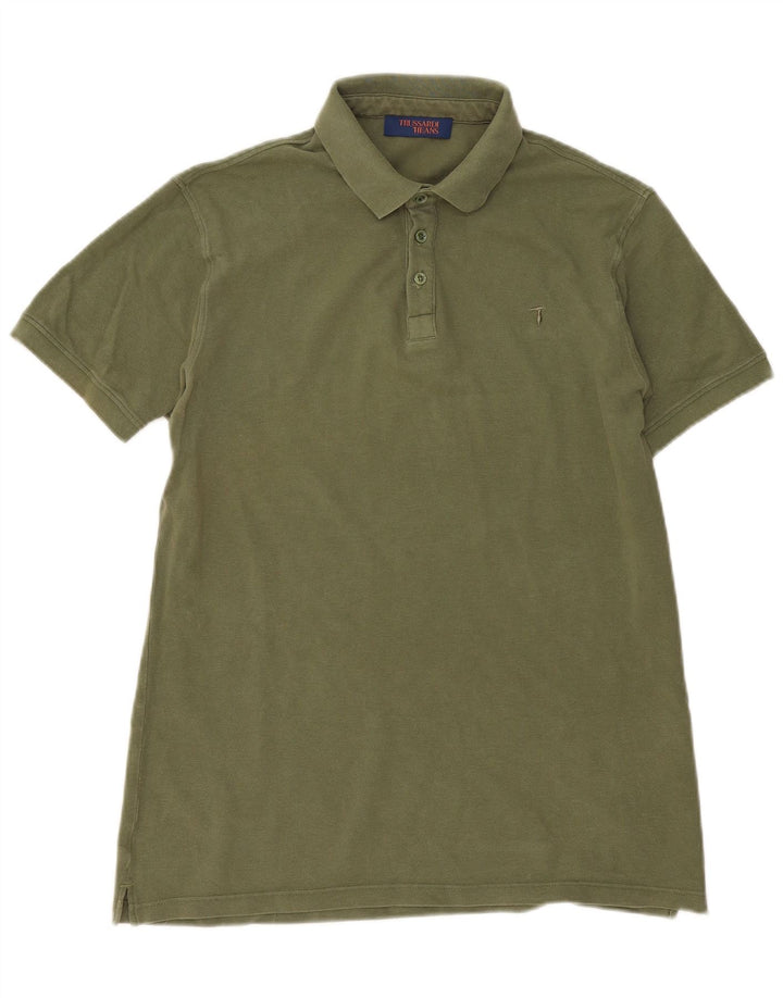 Trussardi Jeans Mens Polo Shirt Medium Khaki Cotton