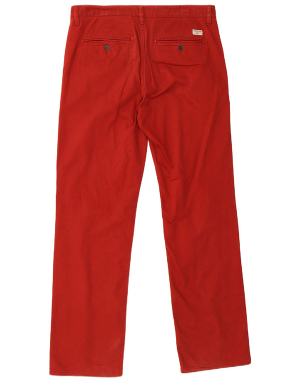 Timberland Mens Straight Chino Trousers W34 L31 Burgundy Cotton