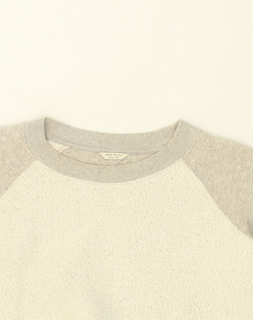 JACK WILLS Womens Boat Neck Jumper Sweater UK 12 Medium White Colourblock | Vintage Jack Wills | Thrift | Second-Hand Jack Wills | Used Clothing | Messina Hembry 