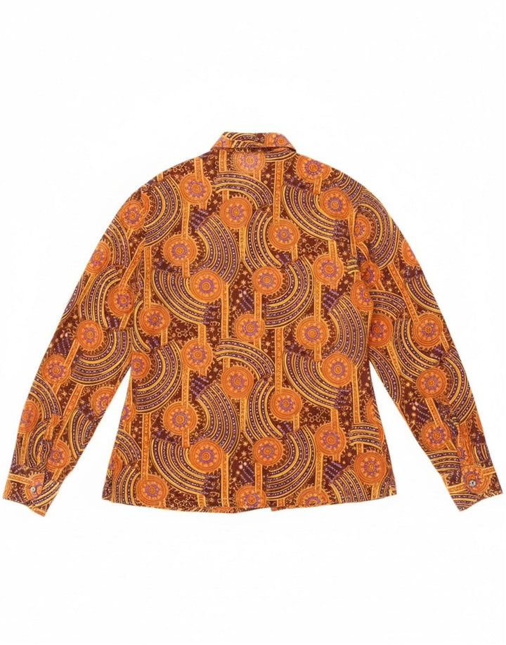Vintage Womens See Through Shirt IT 44 Medium Brown Geometric Cotton
