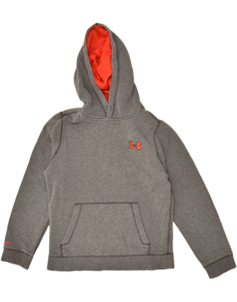 UNDER ARMOUR Boys Graphic Hoodie Jumper 7-8 Years Small Grey Cotton | Vintage Under Armour | Thrift | Second-Hand Under Armour | Used Clothing | Messina Hembry 