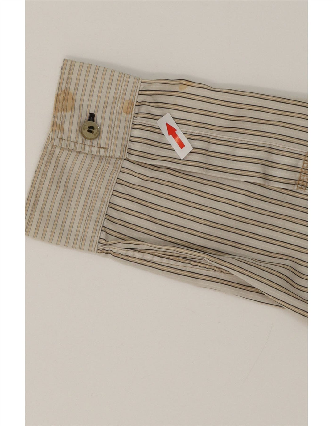 ARMANI JEANS Mens Shirt Large Beige Striped Cotton