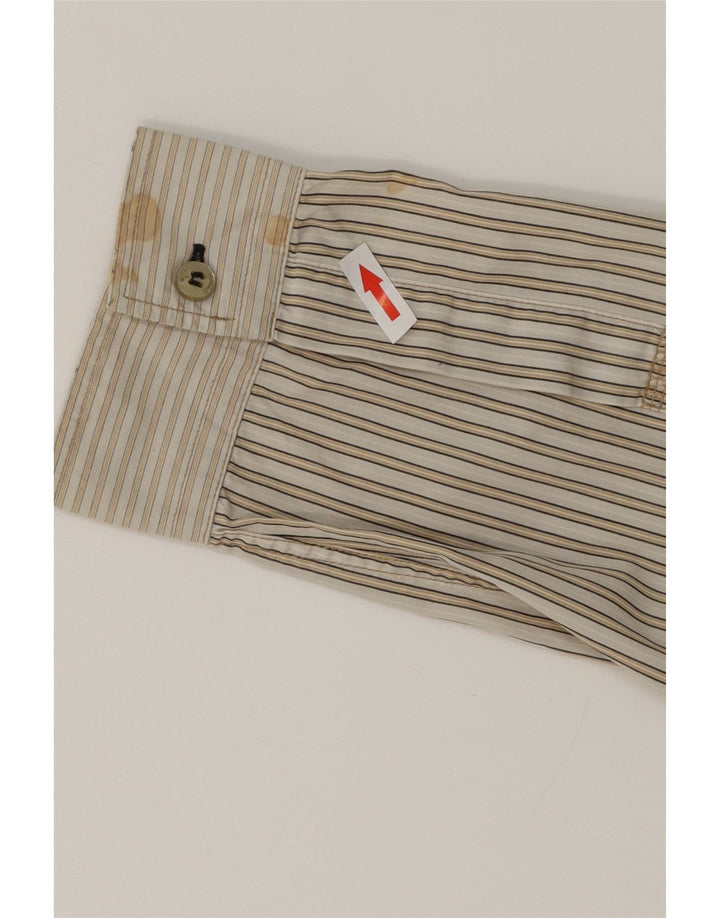 ARMANI JEANS Mens Shirt Large Beige Striped Cotton