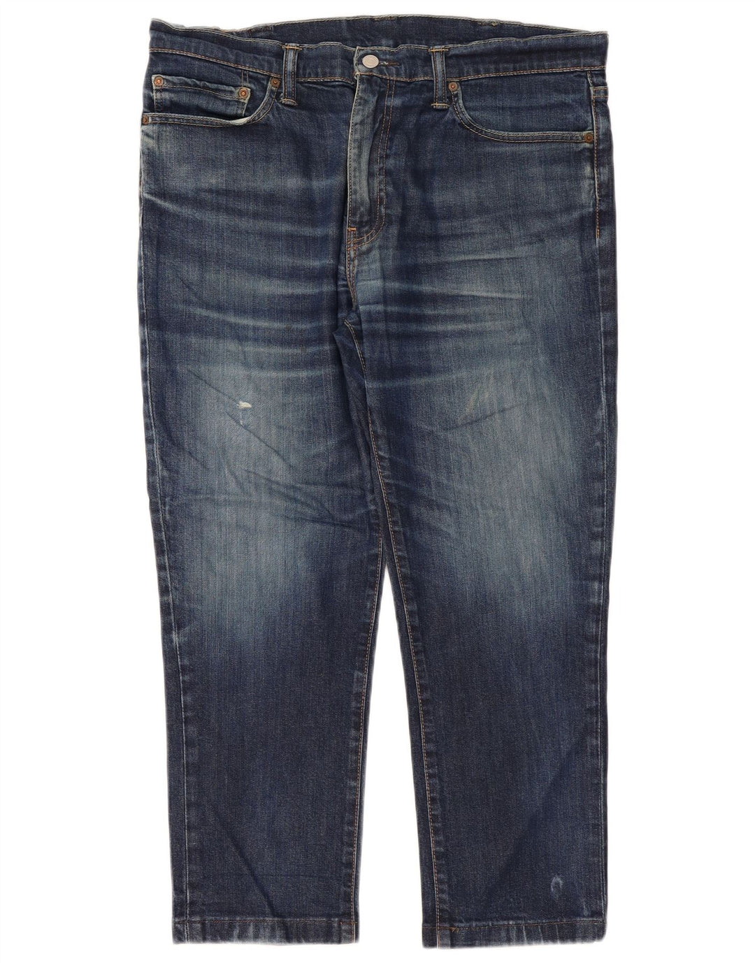 LEVI'S Womens Distressed Straight Jeans W38 L27 Navy Blue Cotton