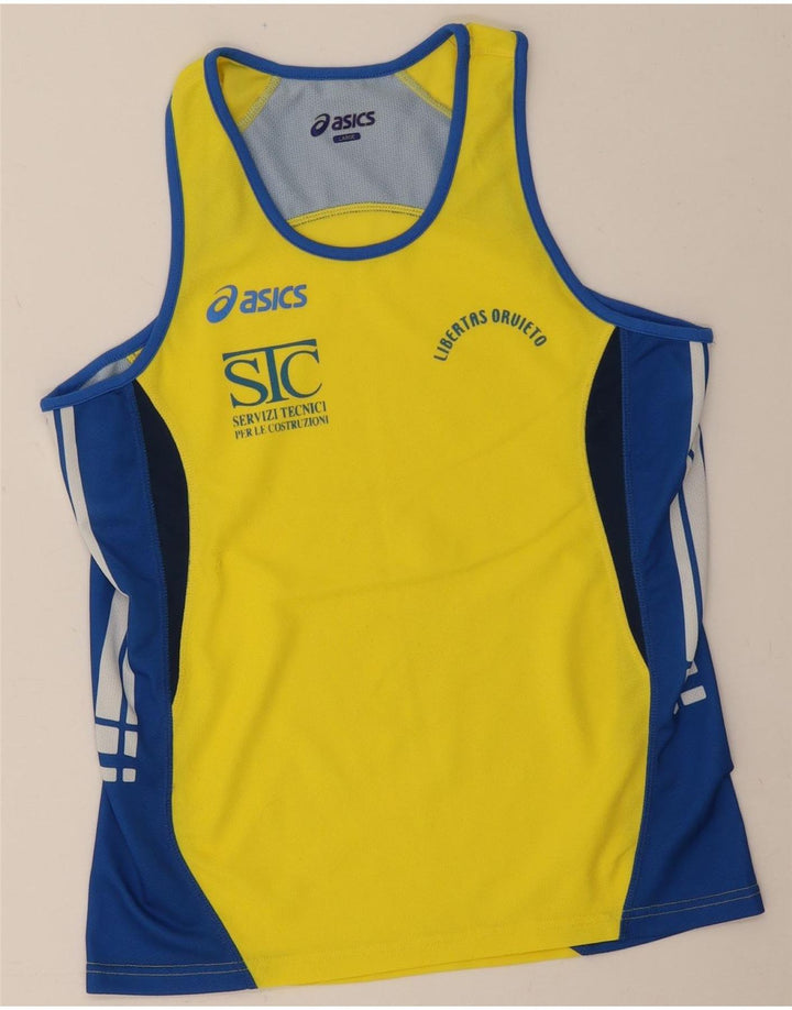 Asics Mens Graphic Vest Top Large Yellow Colourblock Polyester