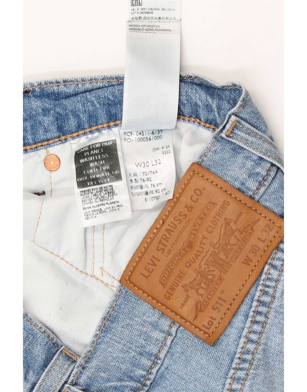 Levi's Mens 511 Slim Jeans W30 L32 Blue Cotton