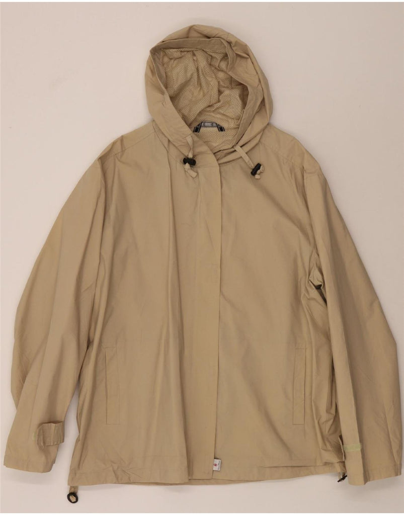 CONTE OF FLORENCE Womens Hooded Rain Jacket UK 16 Large Beige Polyamide Vintage Conte of Florence and Second-Hand Conte of Florence from Messina Hembry 