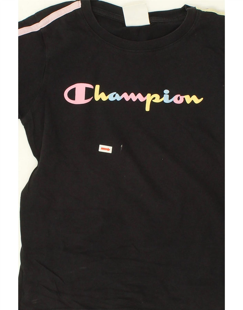 CHAMPION Girls Graphic T-Shirt Top 11-12 Years Large Black | Vintage Champion | Thrift | Second-Hand Champion | Used Clothing | Messina Hembry 