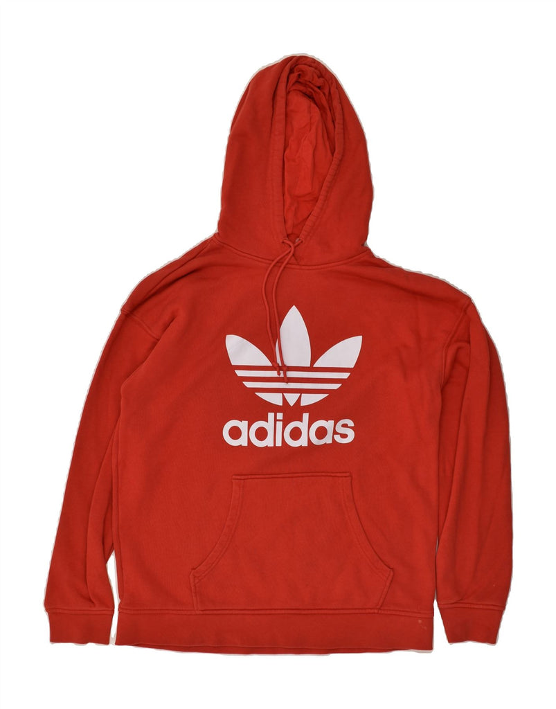 ADIDAS Womens Graphic Hoodie Jumper UK 14 Medium  Red Cotton | Vintage Adidas | Thrift | Second-Hand Adidas | Used Clothing | Messina Hembry 