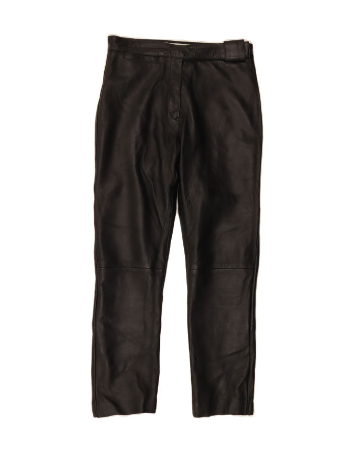 ROCKHILL Womens Leather Trousers Small W28 L26 Black Leather Vintage Rockhill and Second-Hand Rockhill from Messina Hembry 