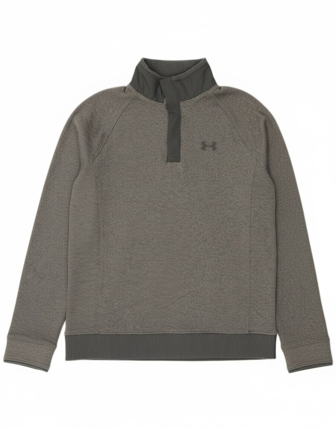 Under Armour Boys Button Neck Sweatshirt Jumper 11-12 Years Large Grey