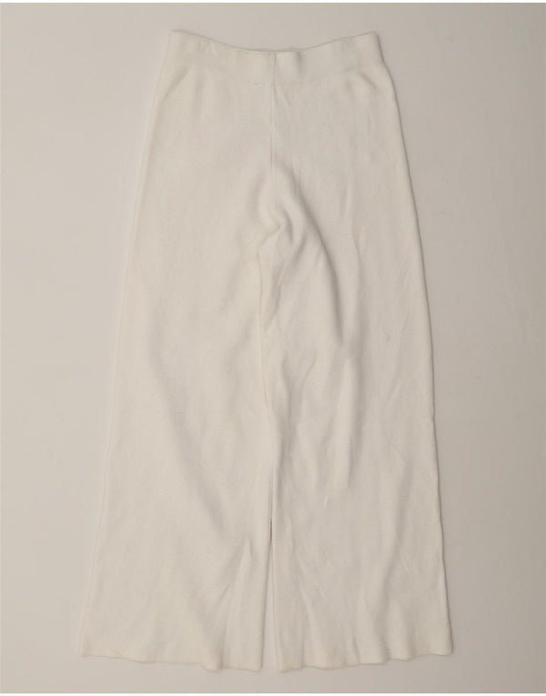 Zara Womens Wide Leg Tracksuit Trousers UK 8 Small White Viscose