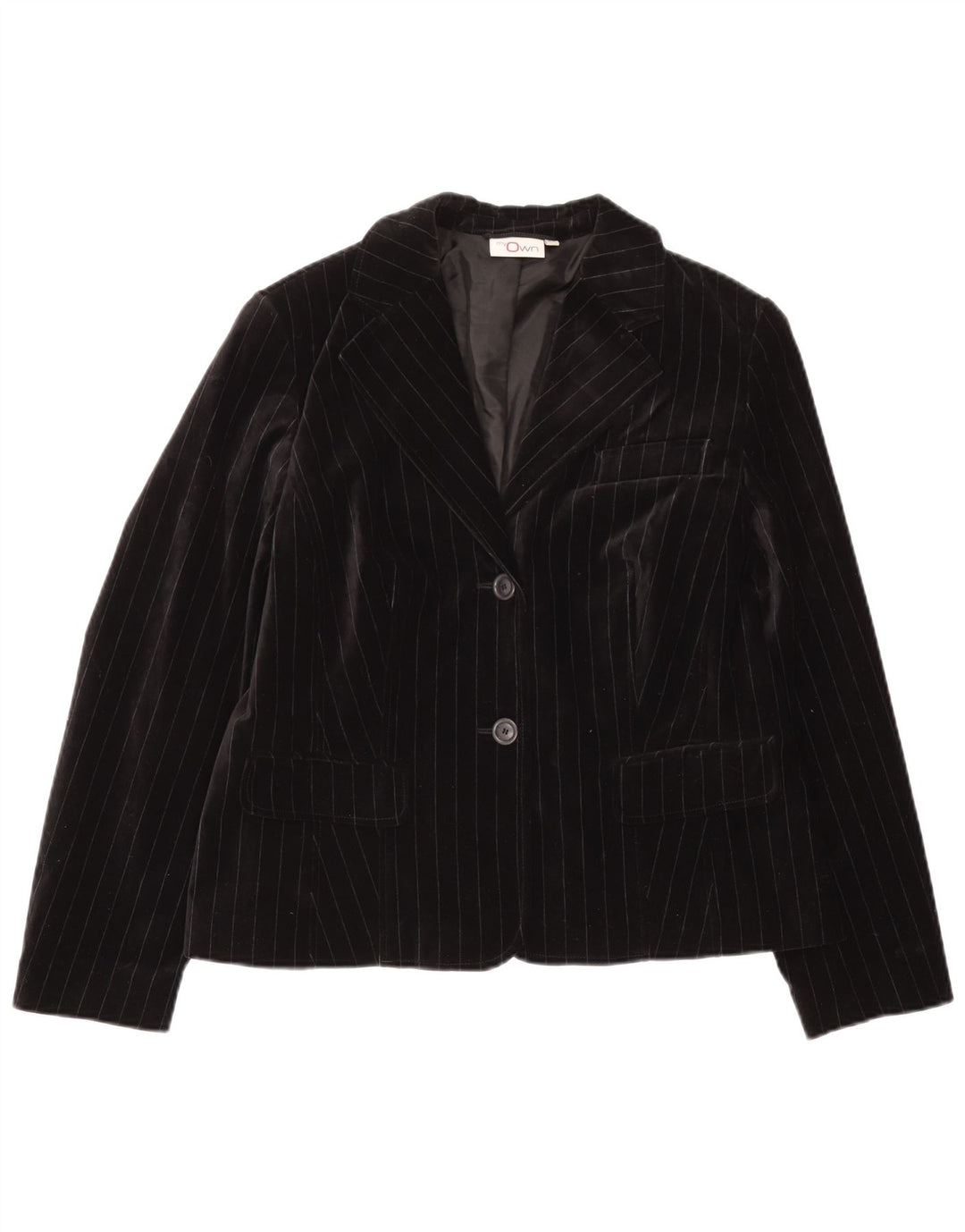 My Own Womens Velvet 2 Button Blazer Jacket IT 44 Medium Black Pinstripe