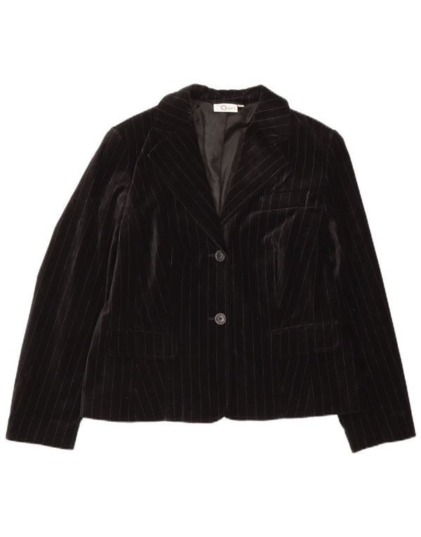 My Own Womens Velvet 2 Button Blazer Jacket IT 44 Medium Black Pinstripe