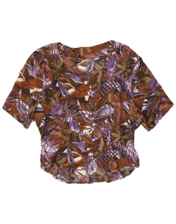 Vintage Womens Short Sleeve Shirt Blouse UK 14 Large Multicoloured Floral
