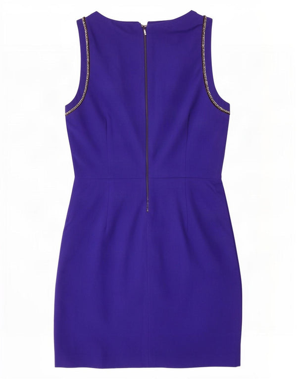 Zara Womens Trafaluc Sleeveless Sheath Dress UK 16 Large Blue Cotton