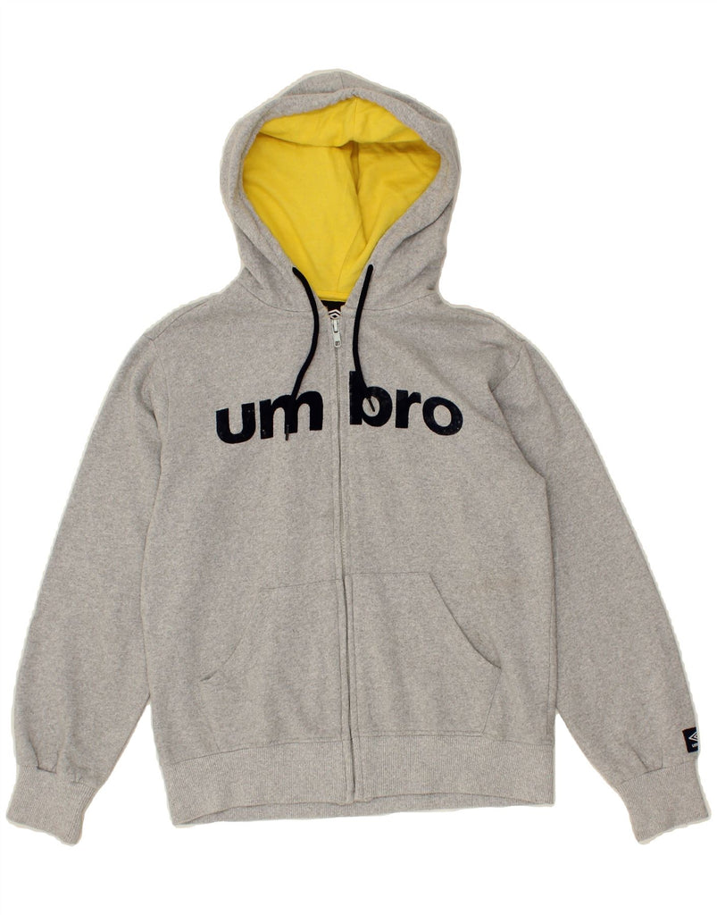 UMBRO Boys Graphic Zip Hoodie Sweater 11-12 Years Large Grey Cotton Vintage Umbro and Second-Hand Umbro from Messina Hembry 