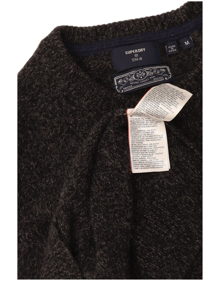 Superdry Mens Crew Neck Jumper Sweater Medium Grey Flecked Wool