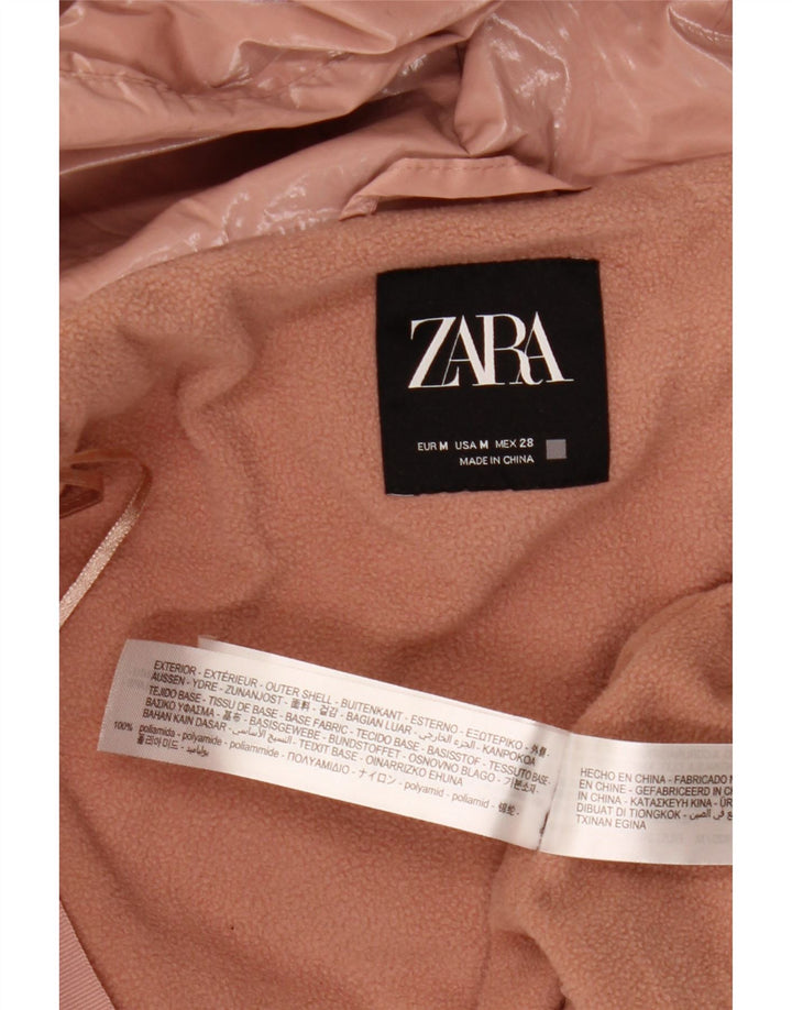 Zara Womens Oversized Hooded Padded Jacket UK 14 Medium Pink Polyamide
