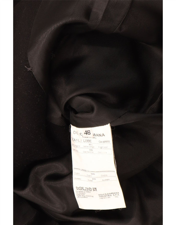 Dolce & Gabbana Womens Double Breasted Coat IT 46 Large Black Virgin Wool