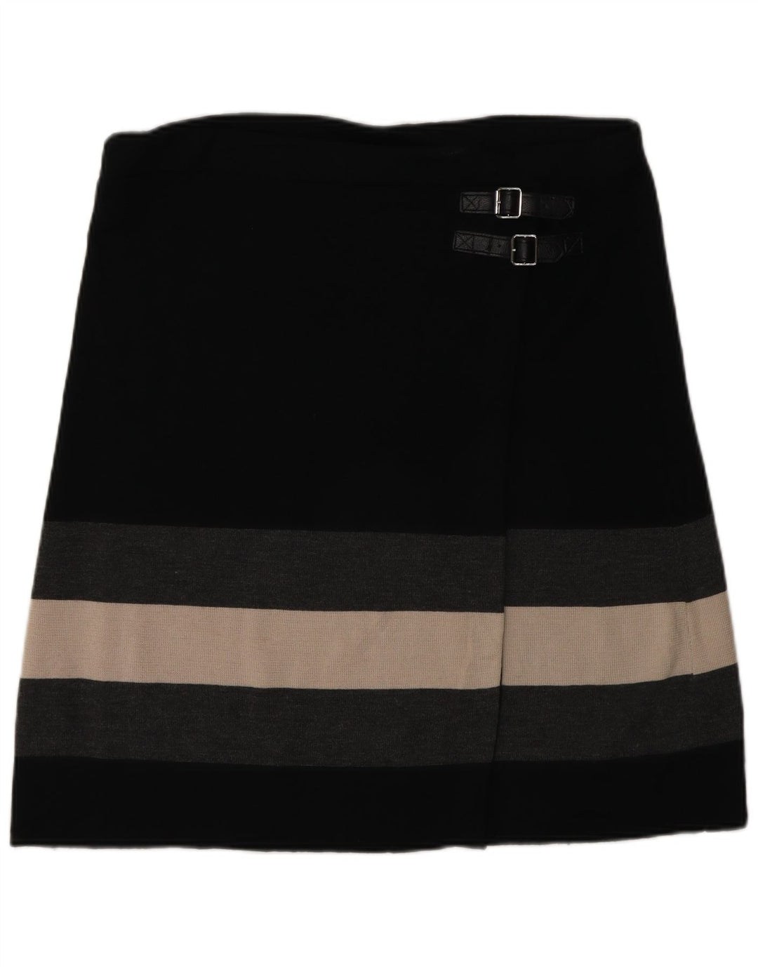Phase Eight Womens Knit Wrap Skirt W34 Large Black Striped Wool
