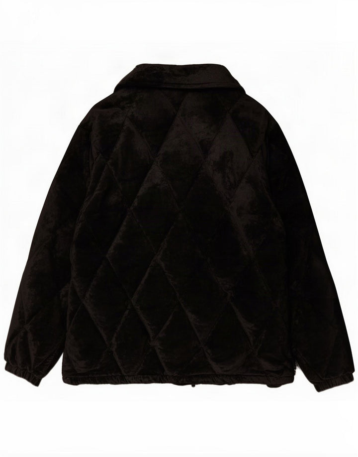 Vintage Womens Velvet Quilted Jacket IT 42 Medium Black Acetate