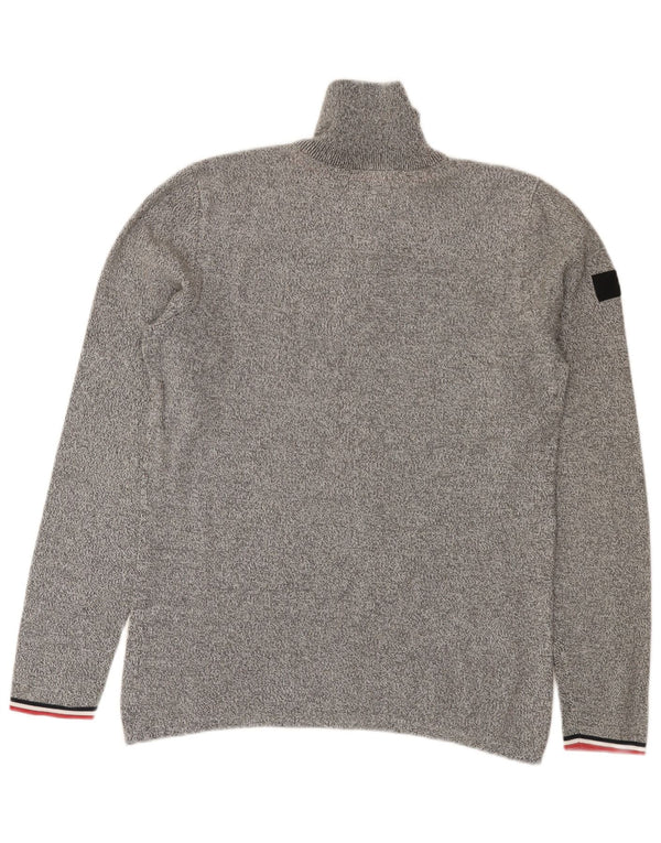 Jack & Jones Mens Zip Neck Jumper Sweater Small Grey Flecked