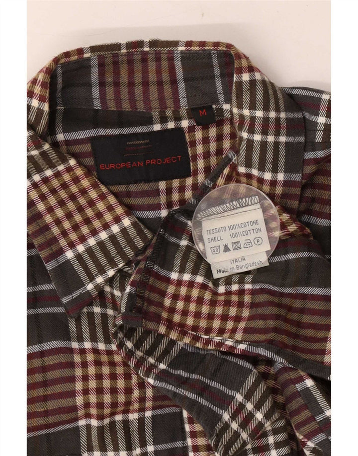 European Project Mens Flannel Shirt Medium Brown Check Cotton