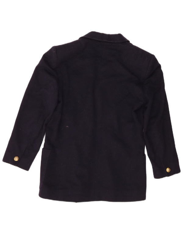 Jaeger Womens Double Breasted Blazer Jacket UK 6 XS Navy Blue New Wool