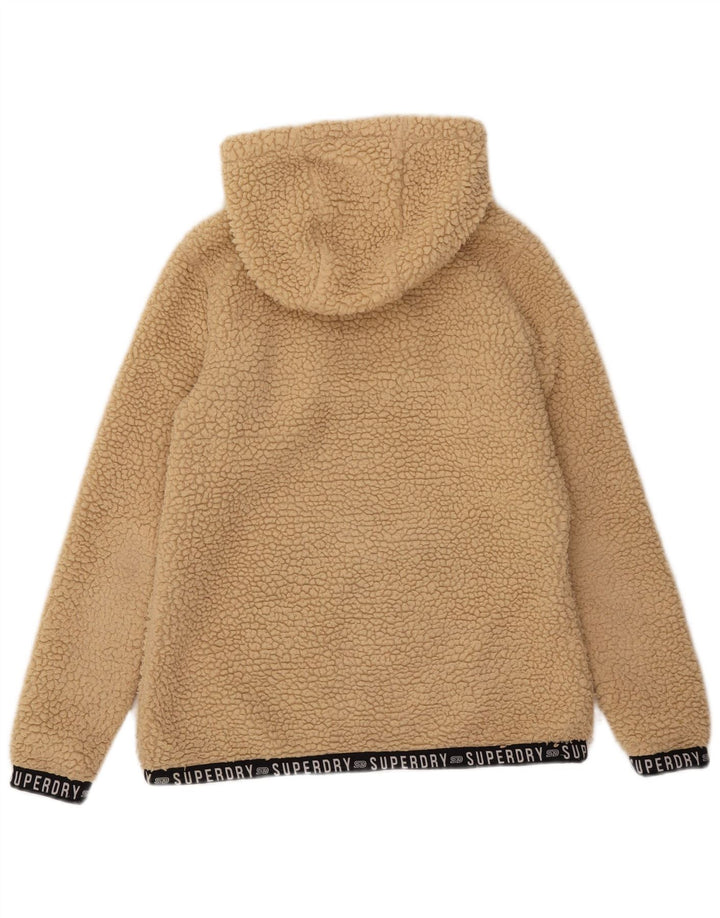 Superdry Womens Oversized Graphic Fleece Jumper UK 8 Small Beige