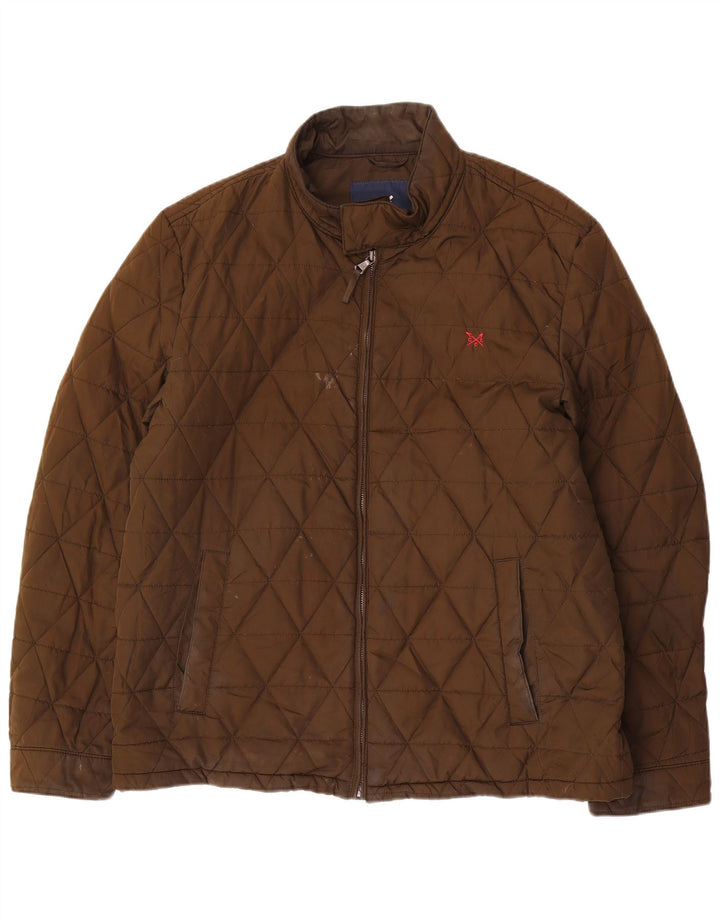 Crew Clothing Mens Quilted Jacket UK 42 XL Khaki Polyester