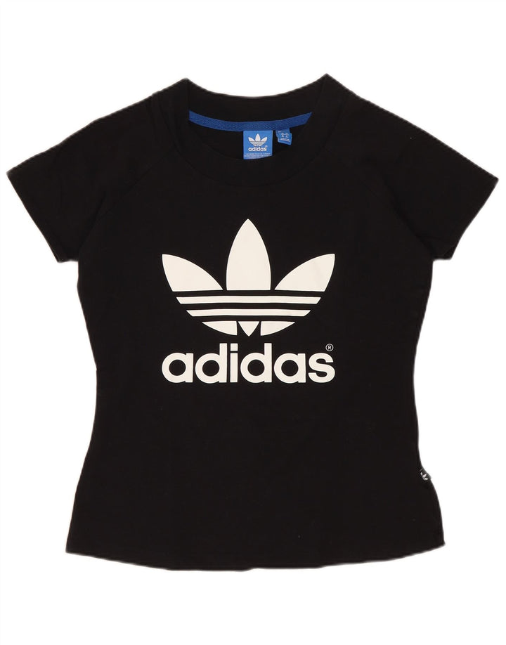 Adidas Womens Graphic T-Shirt Top UK 10 Small Black