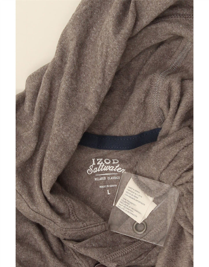 IZOD Mens Salt Water Hoodie Jumper Large Grey Polyester