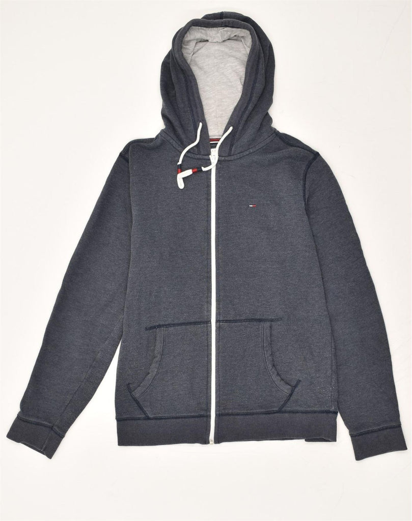 TOMMY HILFIGER Mens Zip Hoodie Sweater Small Navy Blue Cotton | Vintage Tommy Hilfiger | Thrift | Second-Hand Tommy Hilfiger | Used Clothing | Messina Hembry 