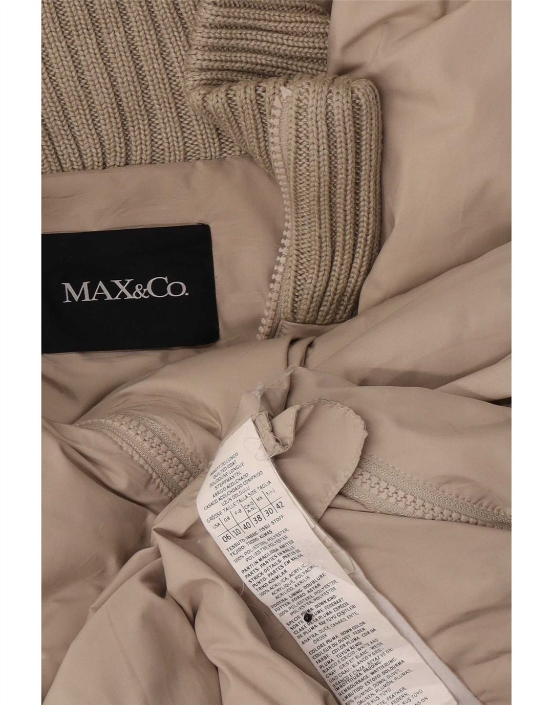 Max & Co. Womens Padded Jacket UK 10 Small Beige Polyester