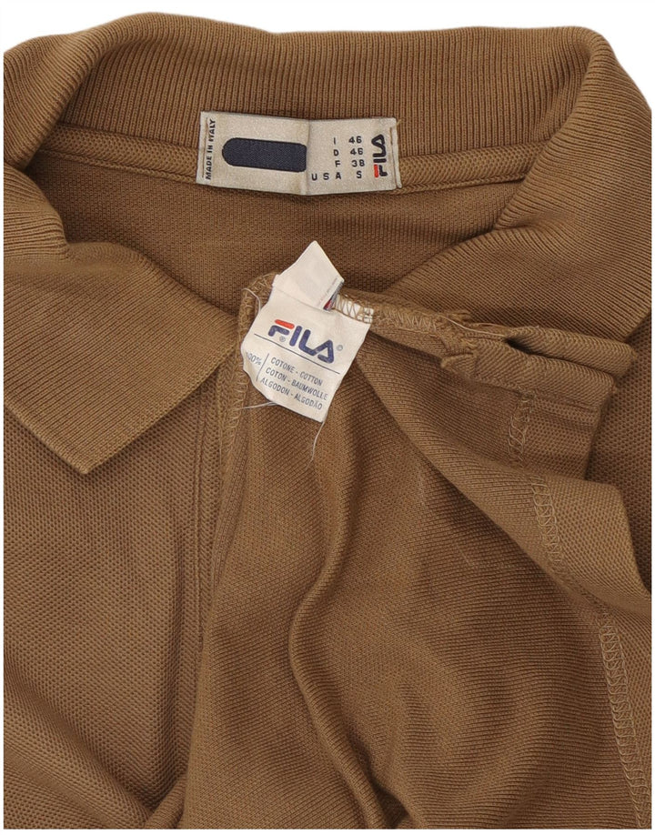Fila Mens Polo Shirt Small Beige Cotton