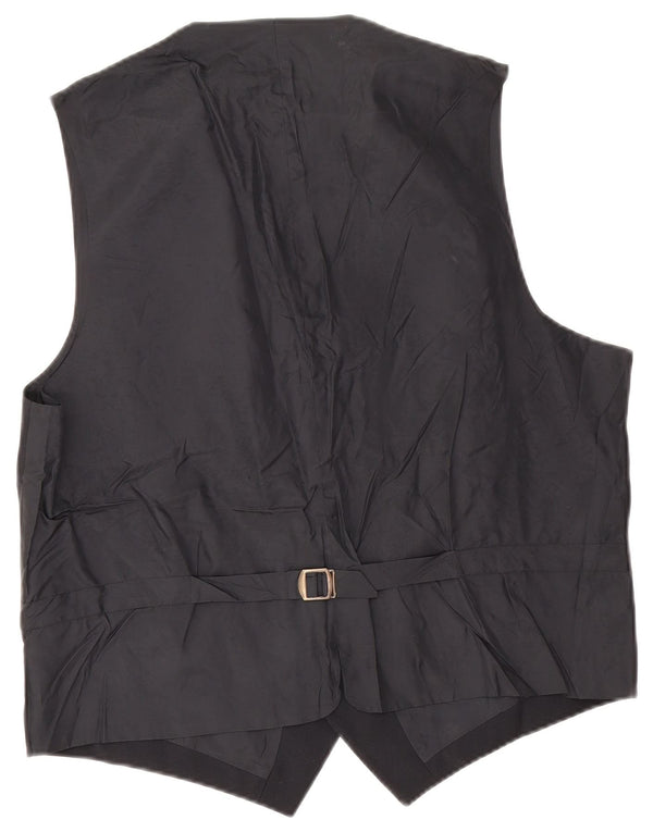 Angelico Mens Waistcoat IT 54 2XL Black Virgin Wool